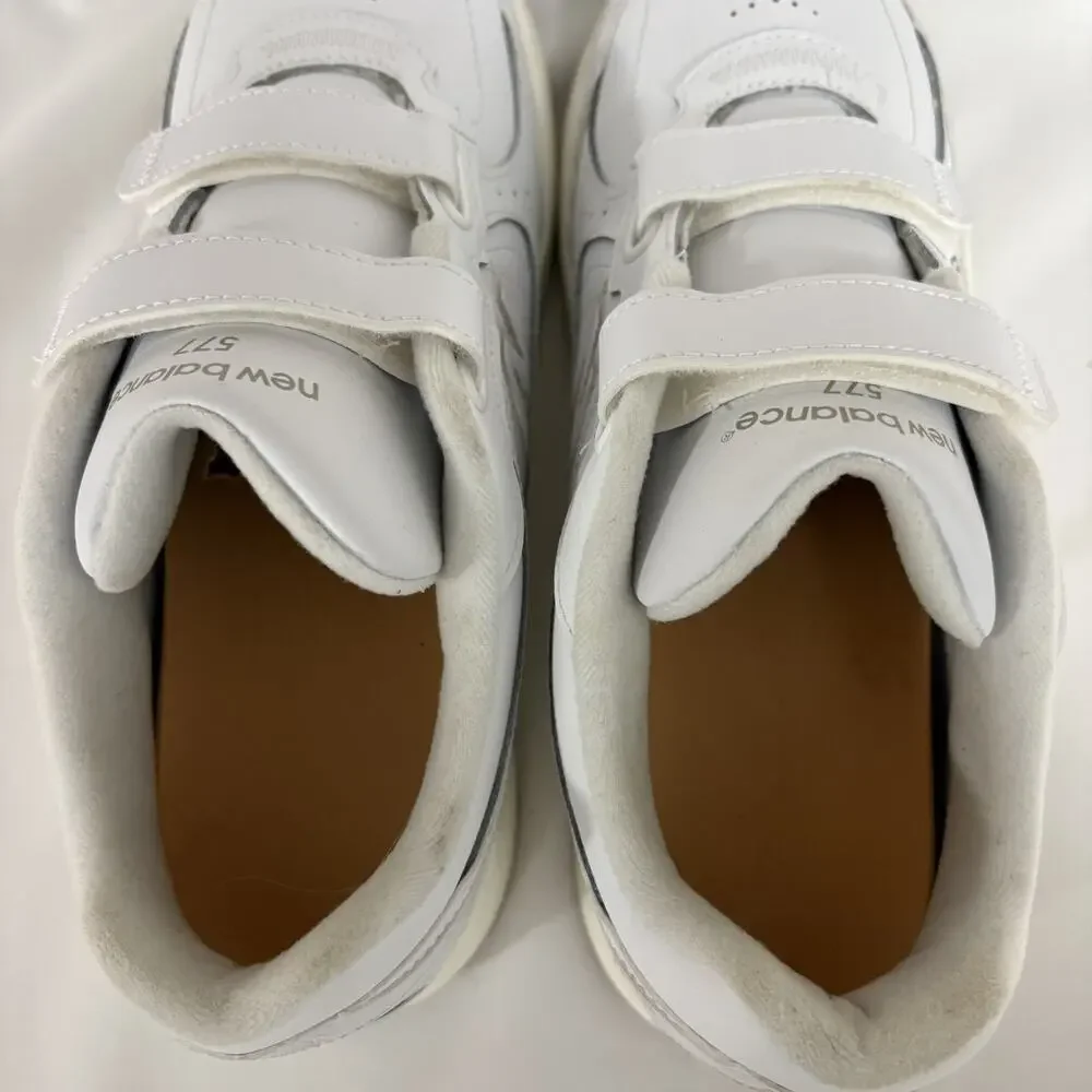 New Balance 577 Shoes Men's 9.5 2E Wide White Walking Hook and Loop Diabetic